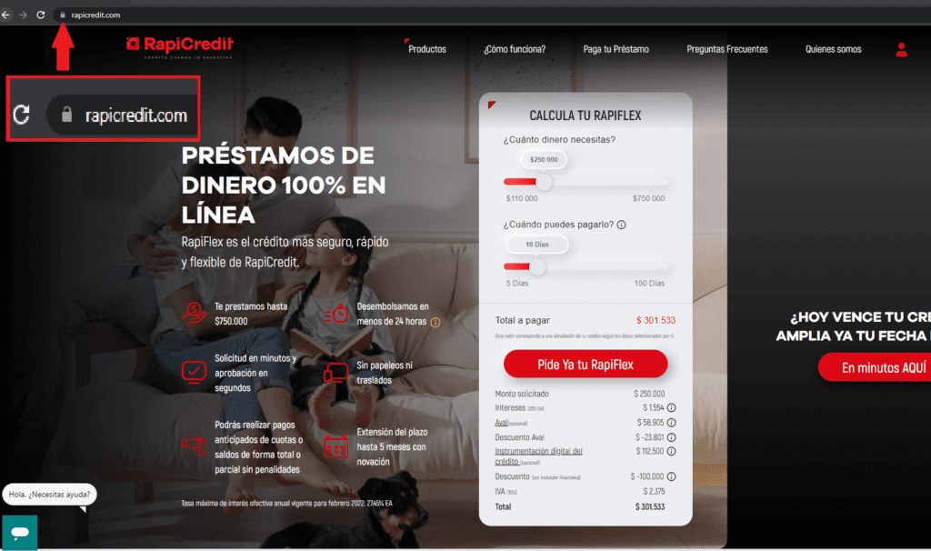 certificado de seguridad de Rapicredit