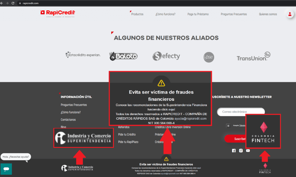 entidades regulatorias rapicredit